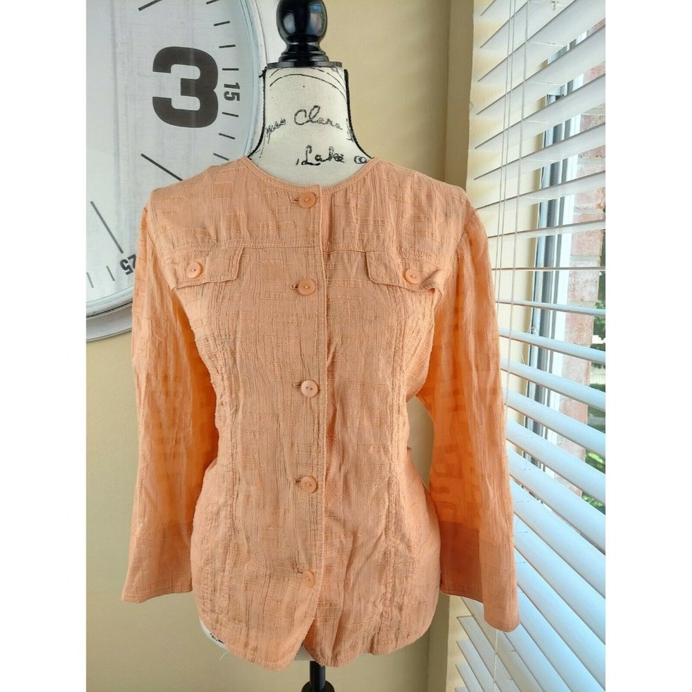 ALFRED DUNNER Sz 16 women's blouse Orange Button Up